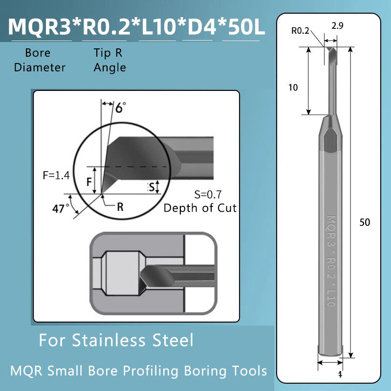 Small Hole Boring Tool Tungsten Steel Alloy MQR CNC Shockproof Inner Hole Boring Bar Micro Small Hole Turning Tool Shandong Denso Pricision Tools Co.,Ltd.